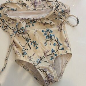 Zimmermann Cream and Blue Floral Kids Swim One Piece